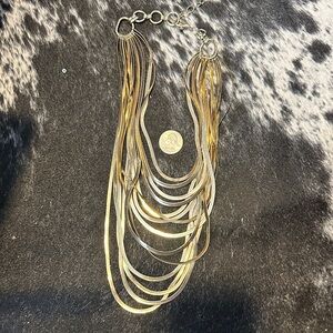 Anthropologie Gold guilted snake chain Layered Necklace